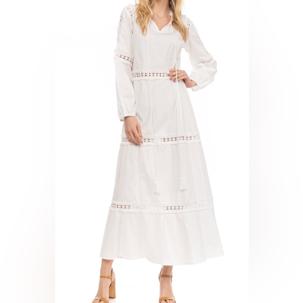 European Summer White maxi dress